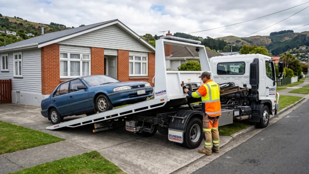 sell car without WOF rego in Dunedin using a professional towing service for safe vehicle collection